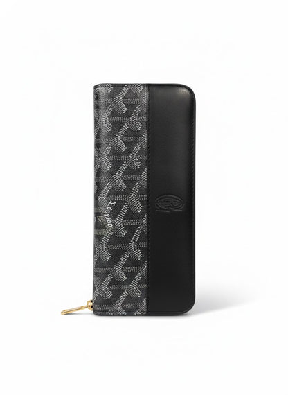 Geometric Print Zip-Around Long Wallet - Premium Vegan Leather Slim Clutch & Card Organizer for Women