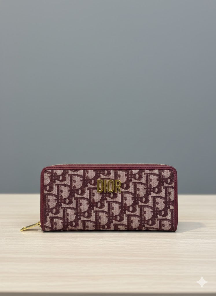 Premium Monogram Jacquard Zip-Around Long Wallet - Multi-Color Slim Clutch