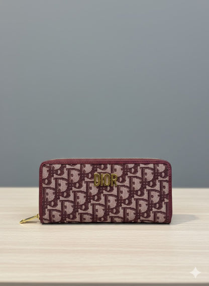 Premium Monogram Jacquard Zip-Around Long Wallet - Multi-Color Slim Clutch