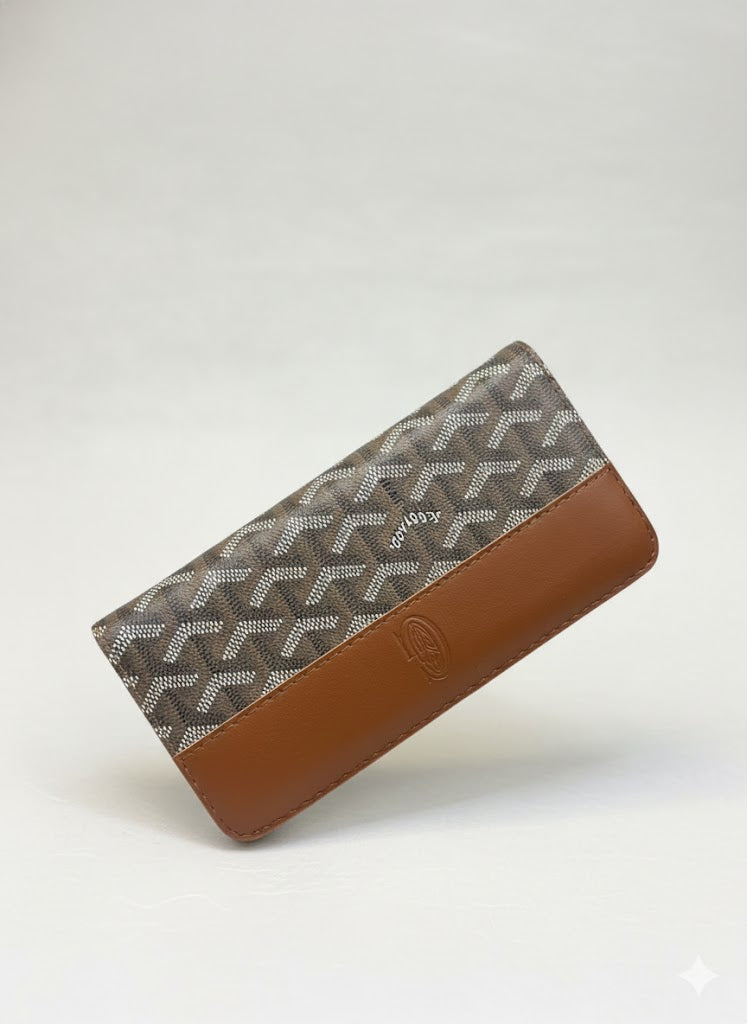 Geometric Print Zip-Around Long Wallet - Premium Vegan Leather Slim Clutch & Card Organizer for Women