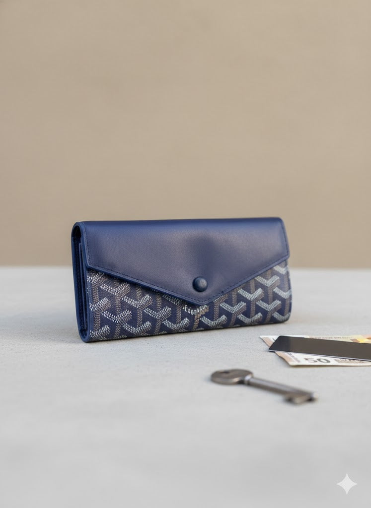 Luxury Geometric Print Envelope Wallet – Premium Long Leather Clutch & Card Organizer for Women